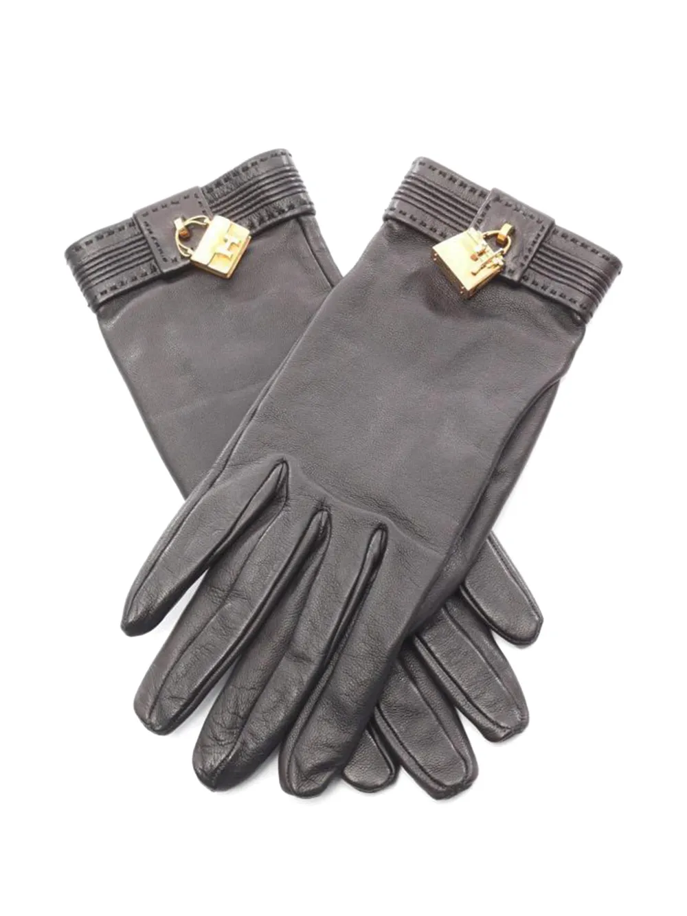 Pre-owned Hermes 2010s Kelly Leather Gloves In Black