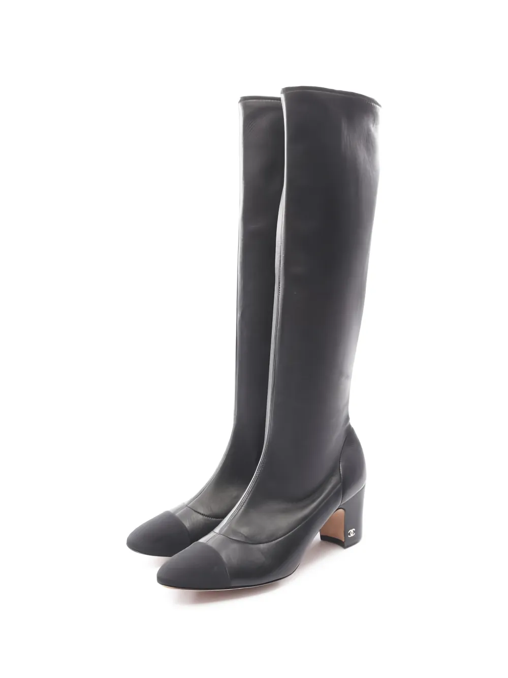 Pre-owned Chanel 1986-1988 Knee-high Heeled Boots In Black