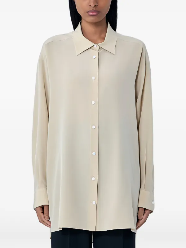 The Row Button Long-sleeve Shirt in Neutrals