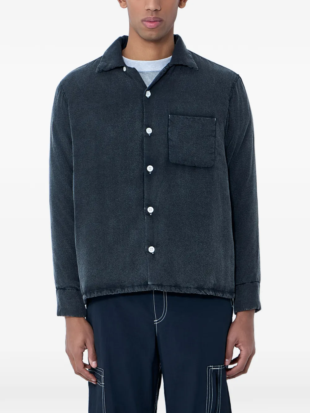 NÒMARYTHM TEXTILE textured patch pocket shirt - Grigio