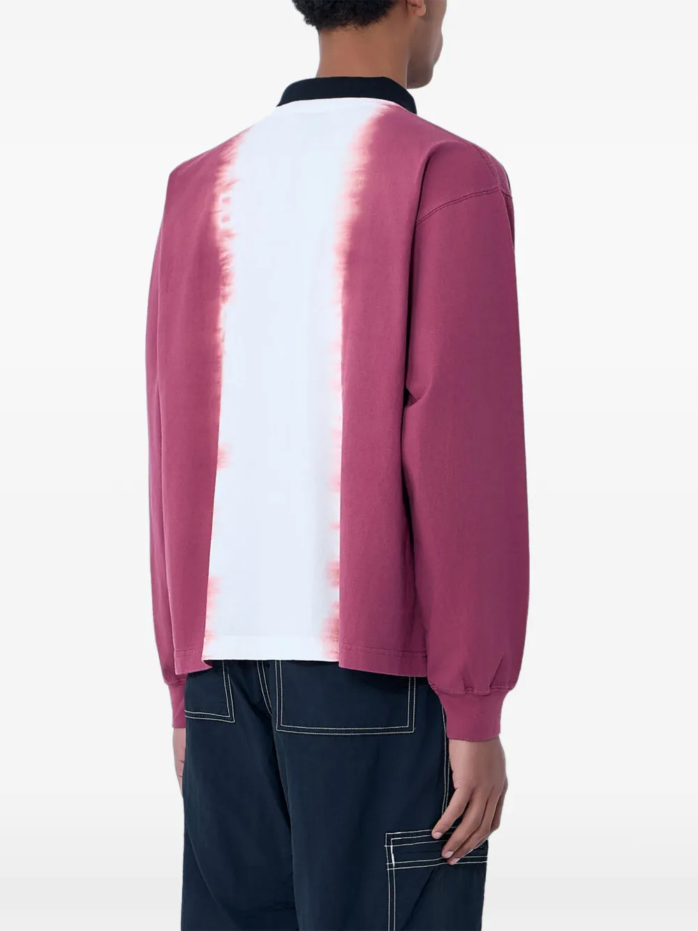  Nòmarythm Textile Contrast Collar Logo Patch Long Sleeve Shirt - Red 