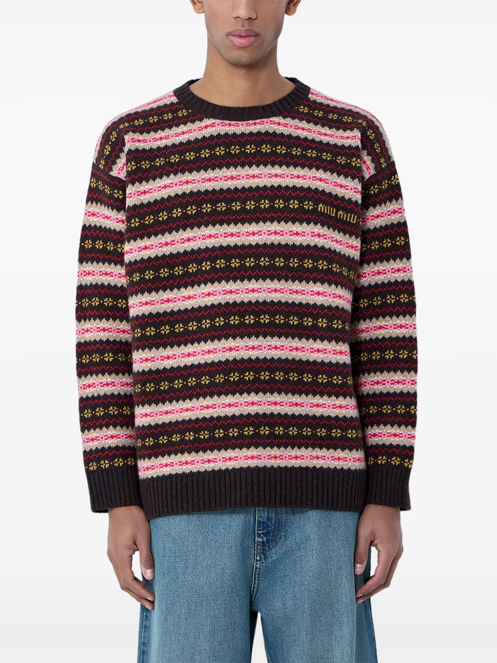Miu Miu Fairisle-patterned sweater - Marrone