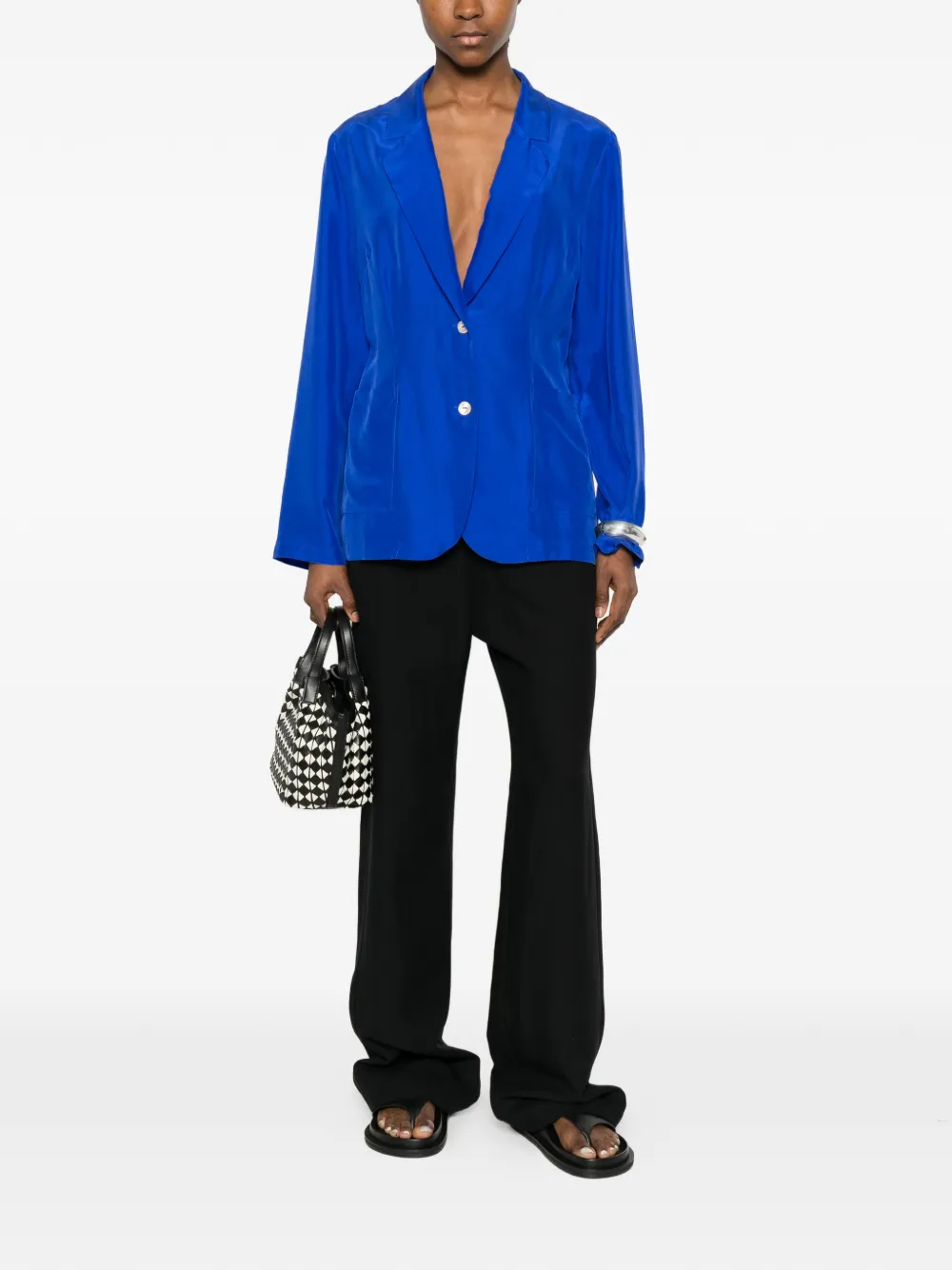  P.a.r.o.s.h. Saxon Button Patch-pocket Blazer - Blue 