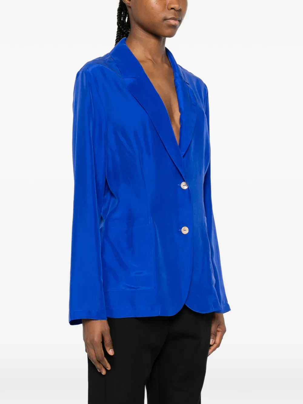  P.a.r.o.s.h. Saxon Button Patch-pocket Blazer - Blue 