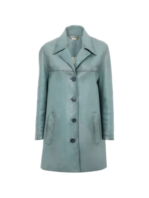 Chloé long single-breasted leather jacket