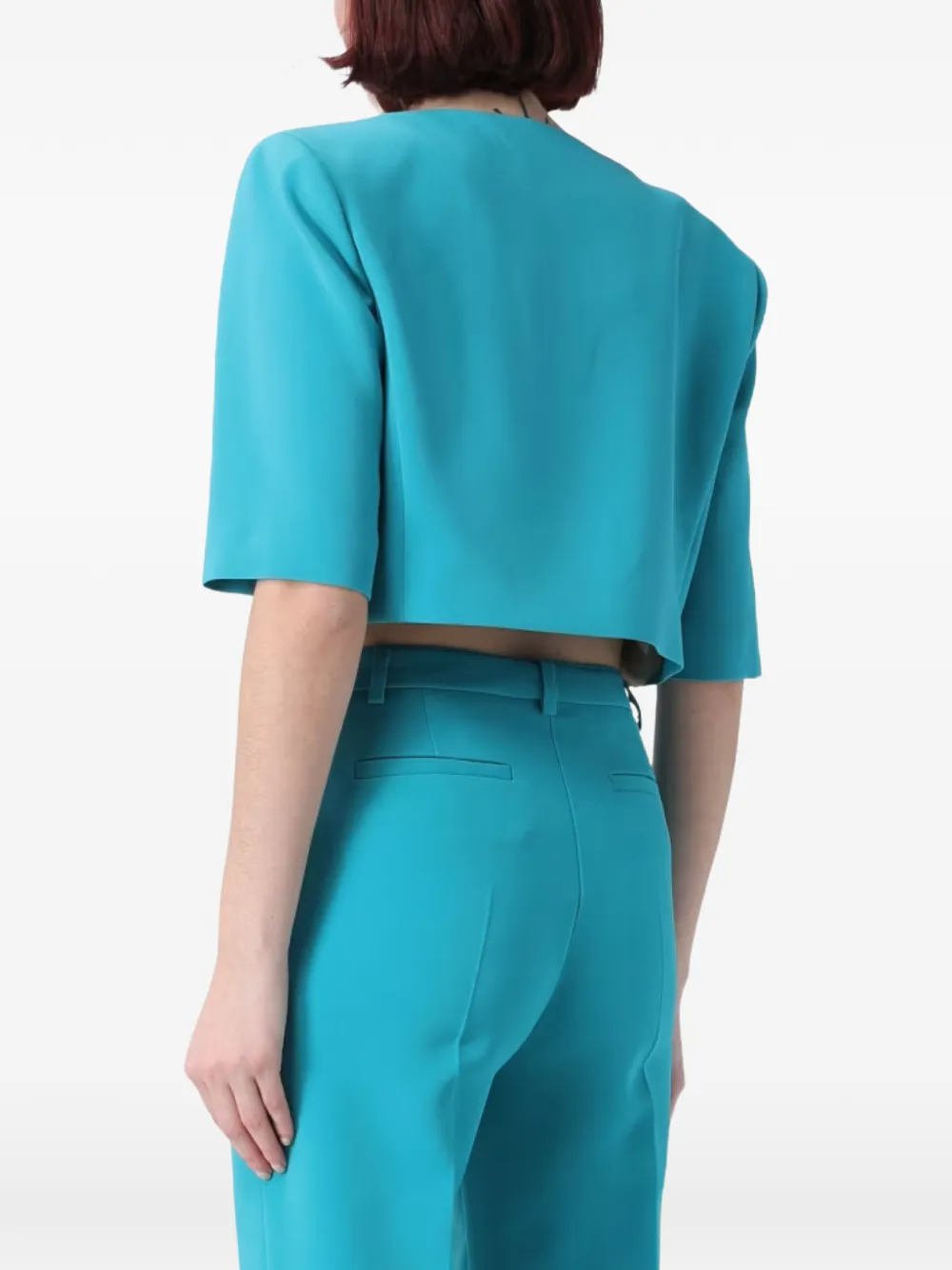  Pinko Button Cropped Jacket - Blue 