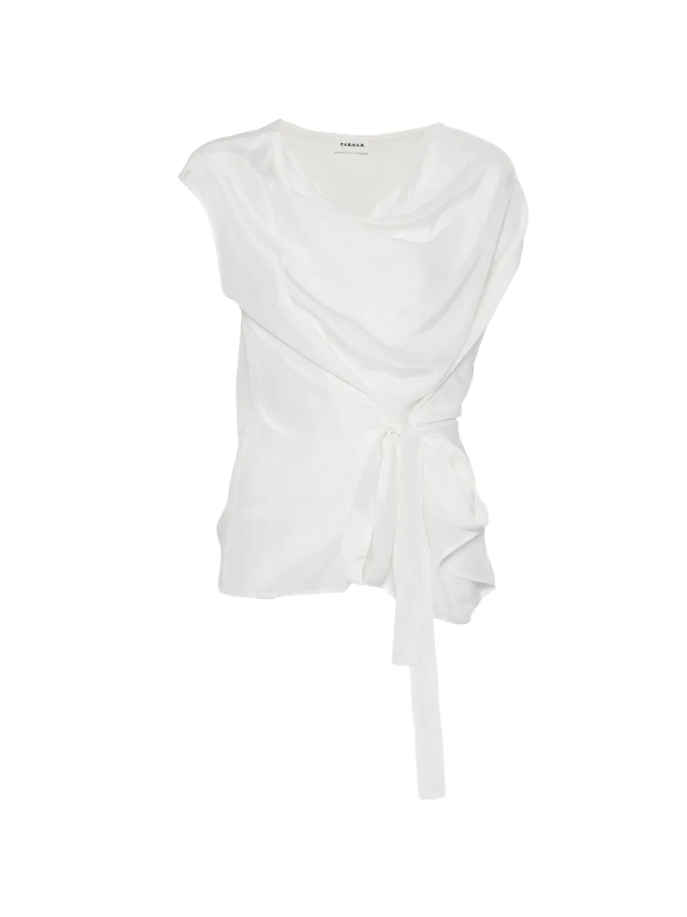 P.A.R.O.S.H. Saxon cowl-neck tie blouse - Bianco