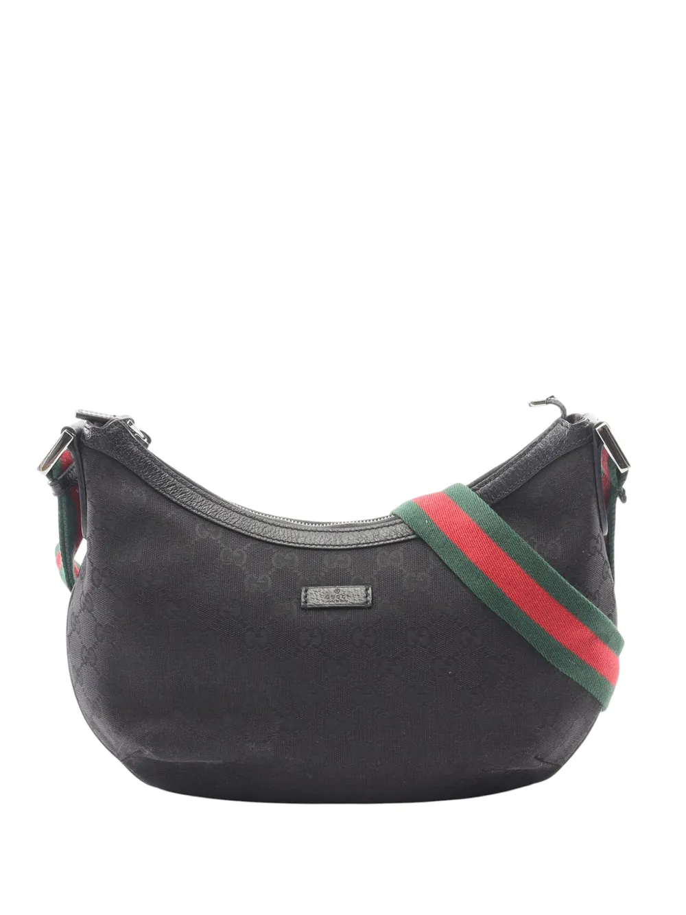 Gucci Pre-Owned Borsa a spalla a mezza luna in tela GG con decorazione Web 2000-2015 - Nero