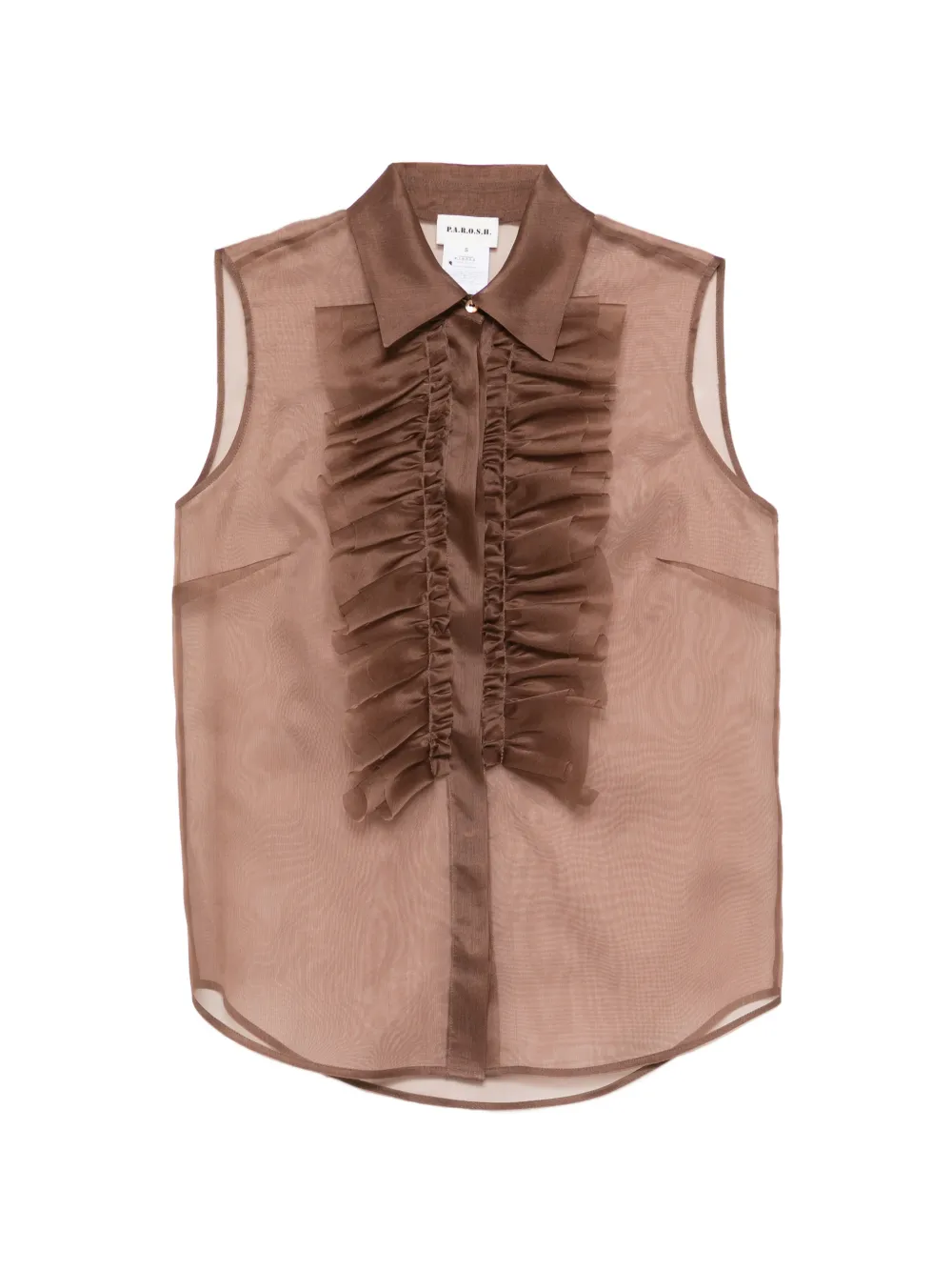 P.a.r.o.s.h Shake Ruffled Collared Blouse In Brown