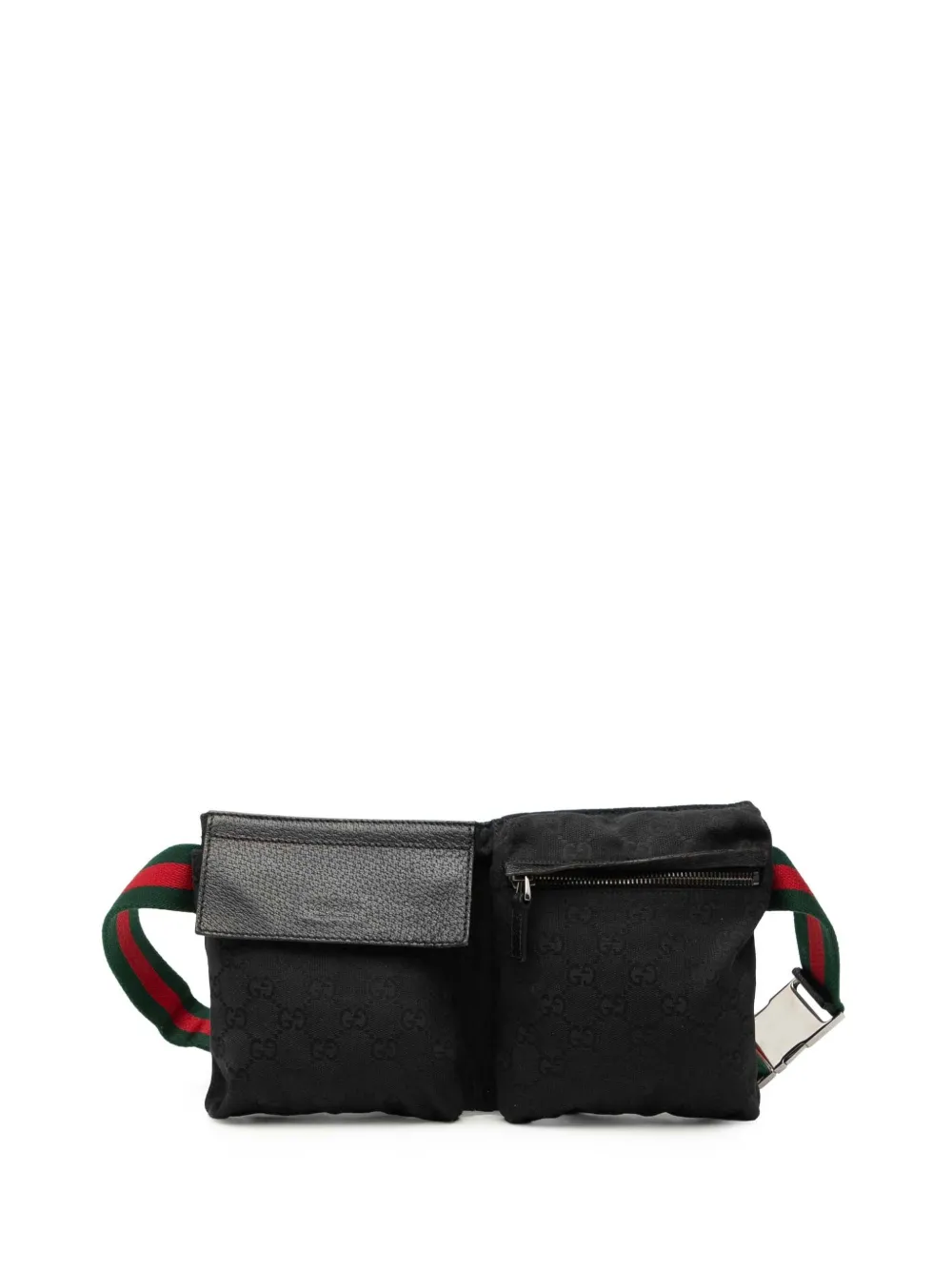 Gucci Pre-Owned 2000-2015 GG Canvas Web Double Pocket belt bag - Nero