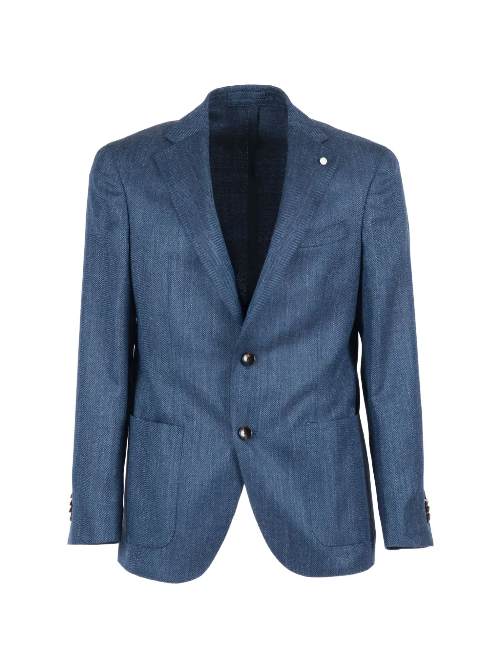 LUIGI BIANCHI MANTOVA herringbone single-breasted blazer - Blu