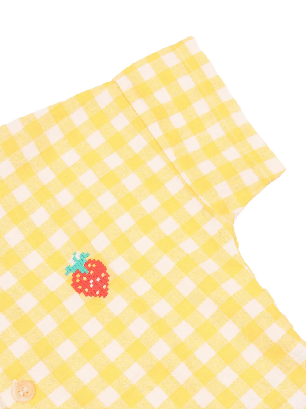 Bobo Choses Vichy geweven shirt met aardbeien-detail Geel