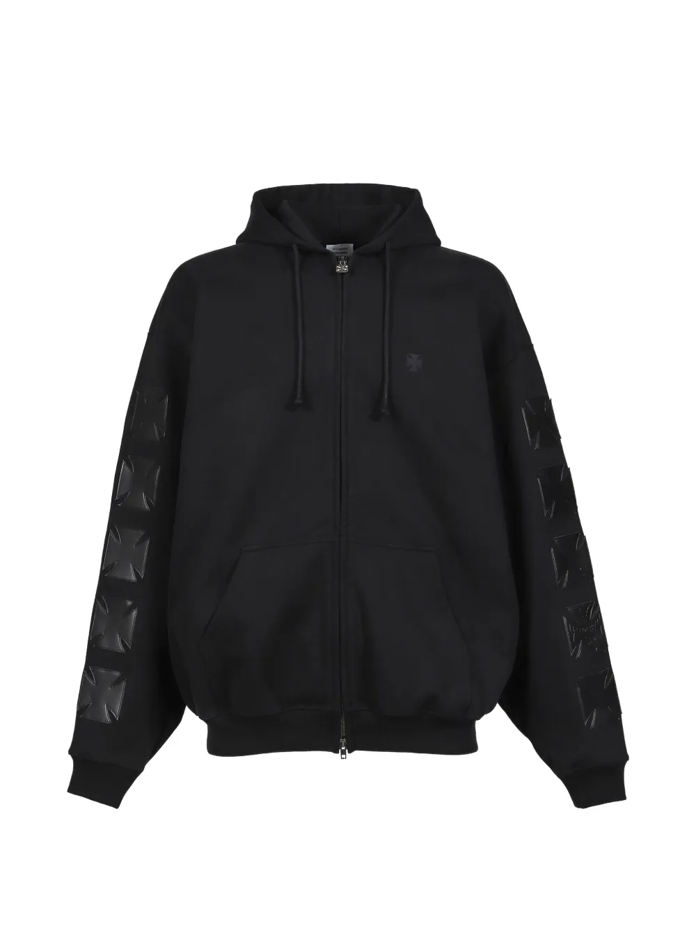 VETEMENTS leather biker cross hoodie - Nero