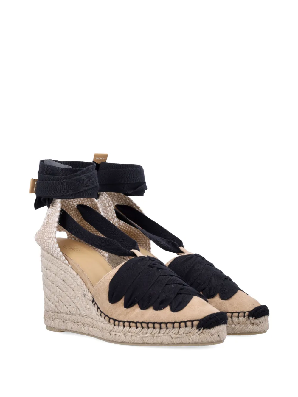 Castañer Curtis suède espadrilles met kant Beige