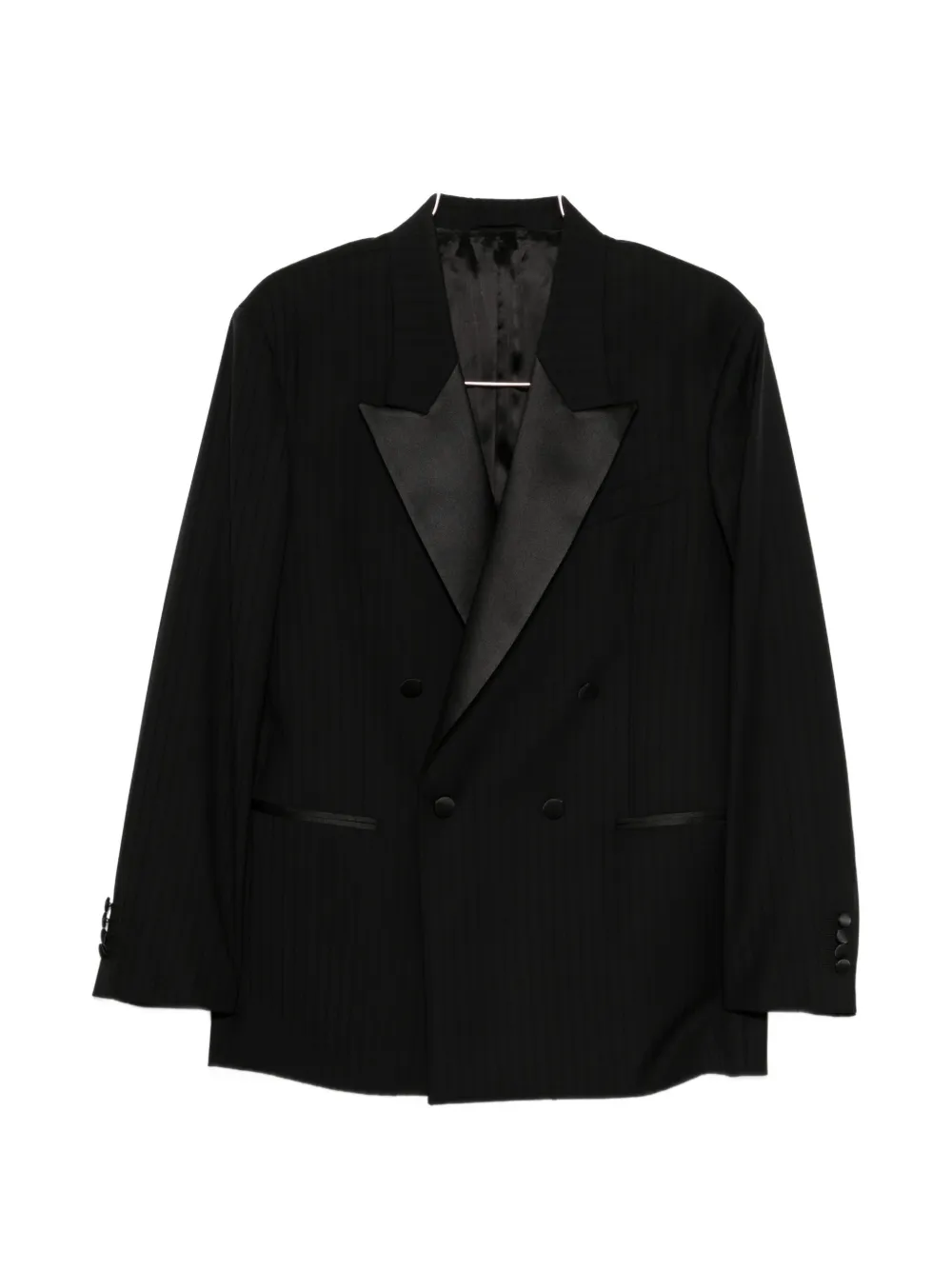 Reveres 1949 shawl-lapel striped suit - Nero