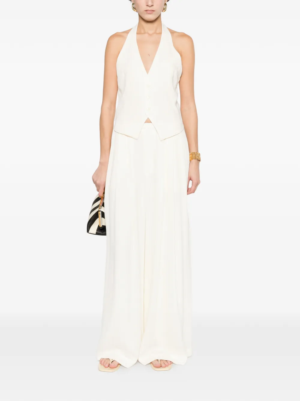 Button Pleated Tailored Trousers