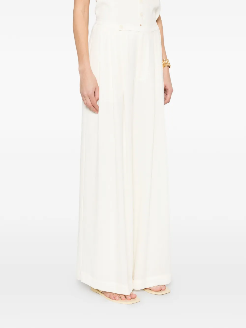 Button Pleated Tailored Trousers