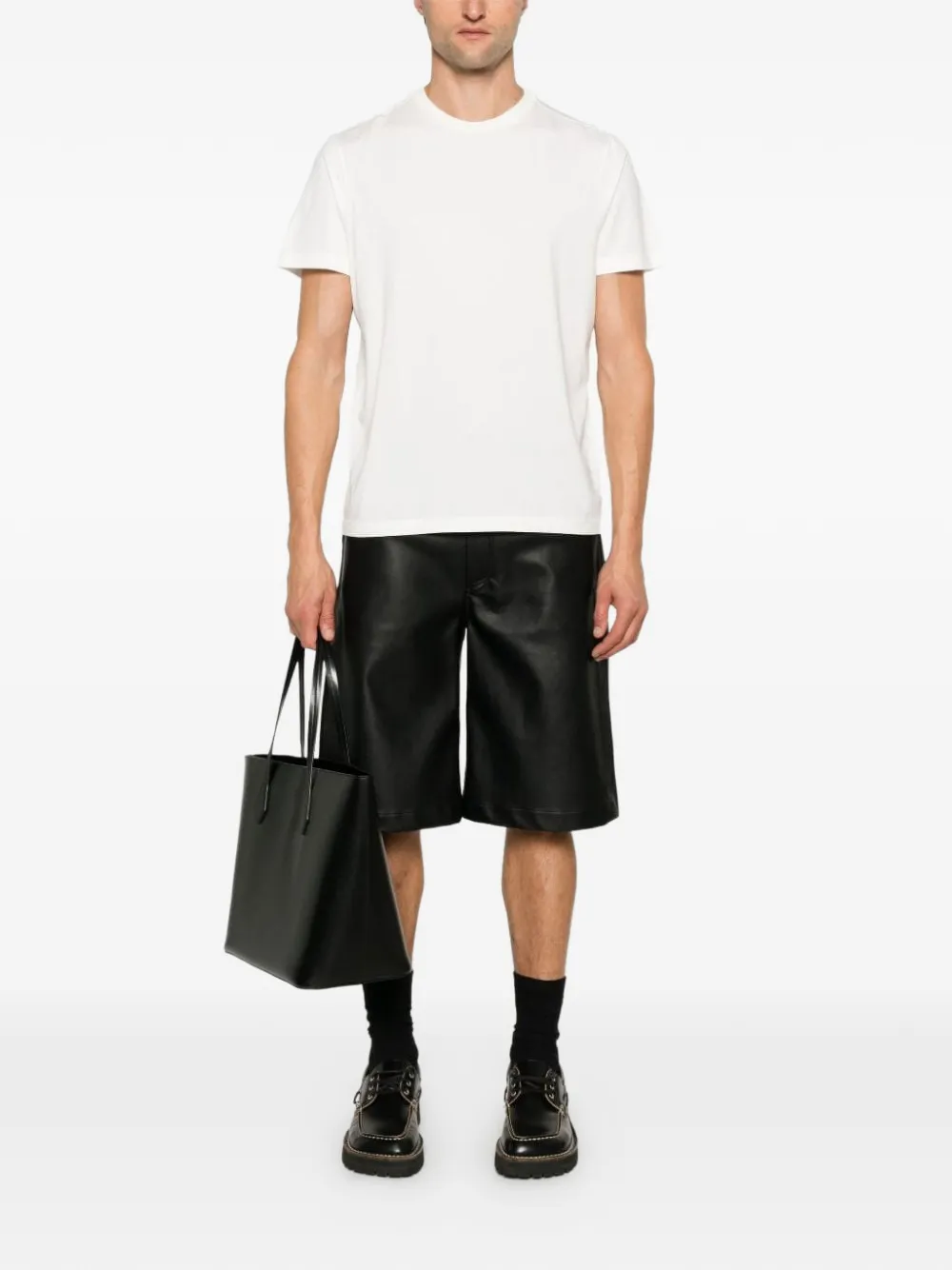 D4.0 Geribbeld T-shirt met ronde hals Wit