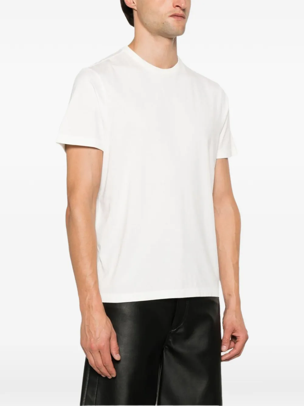 D4.0 Geribbeld T-shirt met ronde hals Wit