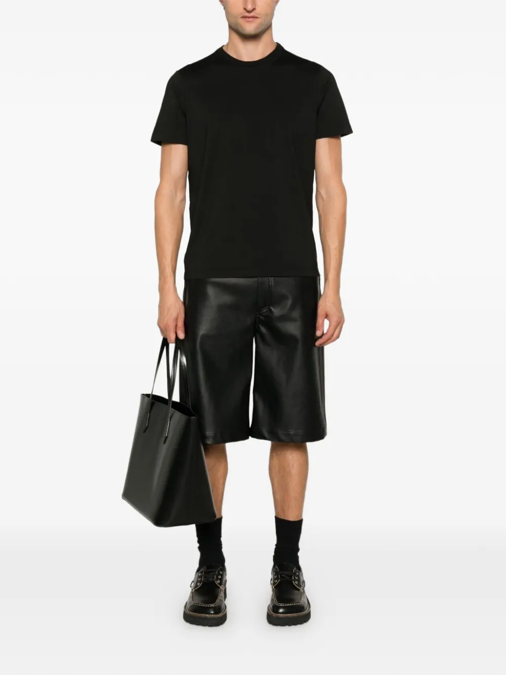 D4.0 Geribbeld T-shirt Zwart