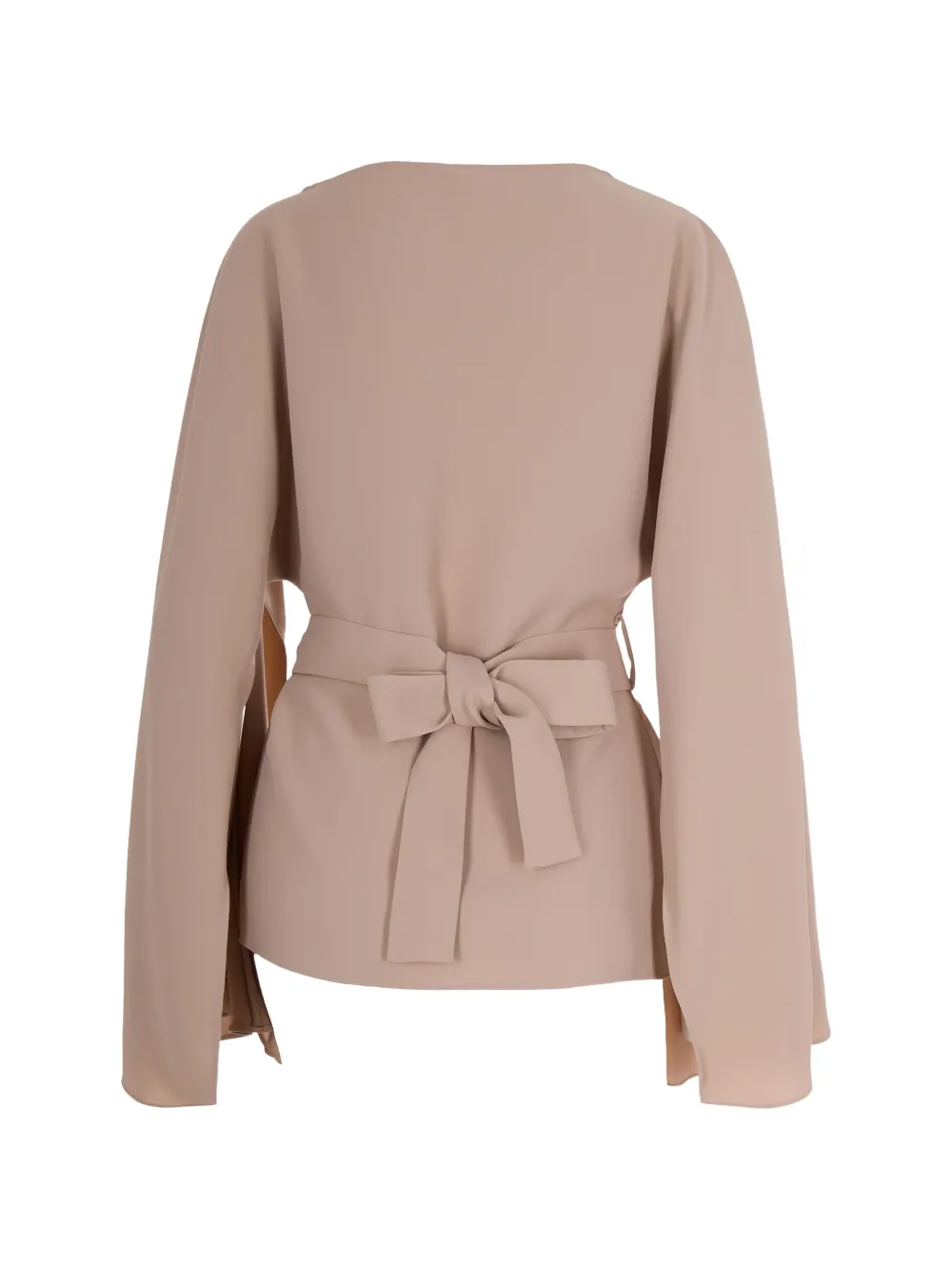 Flower-Embellished Tie-Waist Blouse