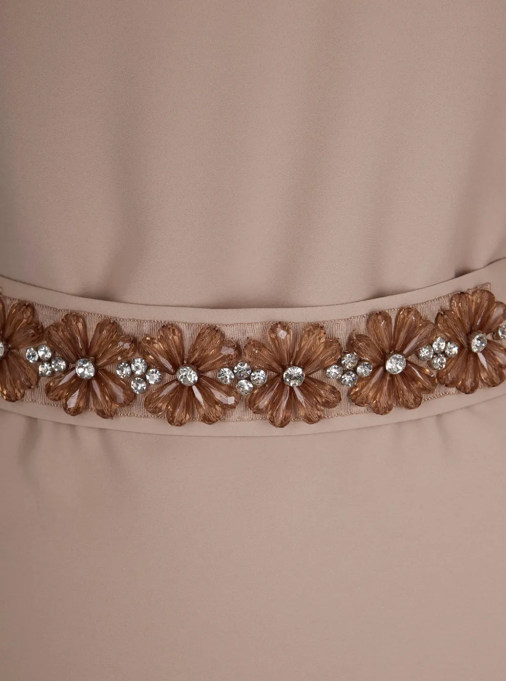 Flower-Embellished Tie-Waist Blouse