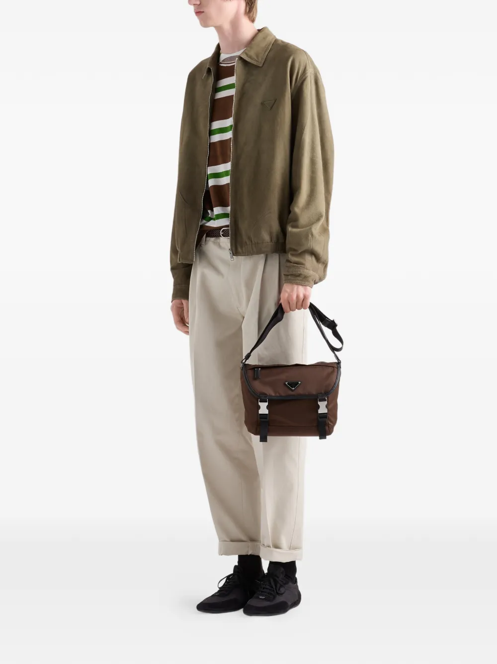  Prada Logo-plaque Shoulder Bag - Brown 