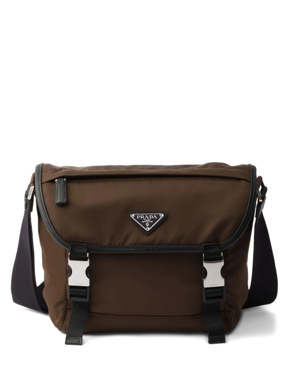Prada logo-plaque shoulder bag - Brown