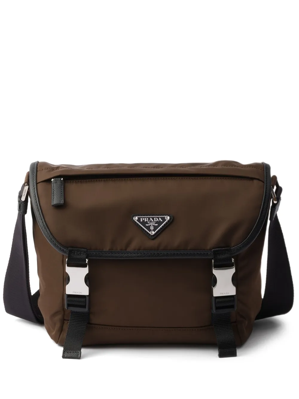 Prada logo-plaque shoulder bag - Marrone