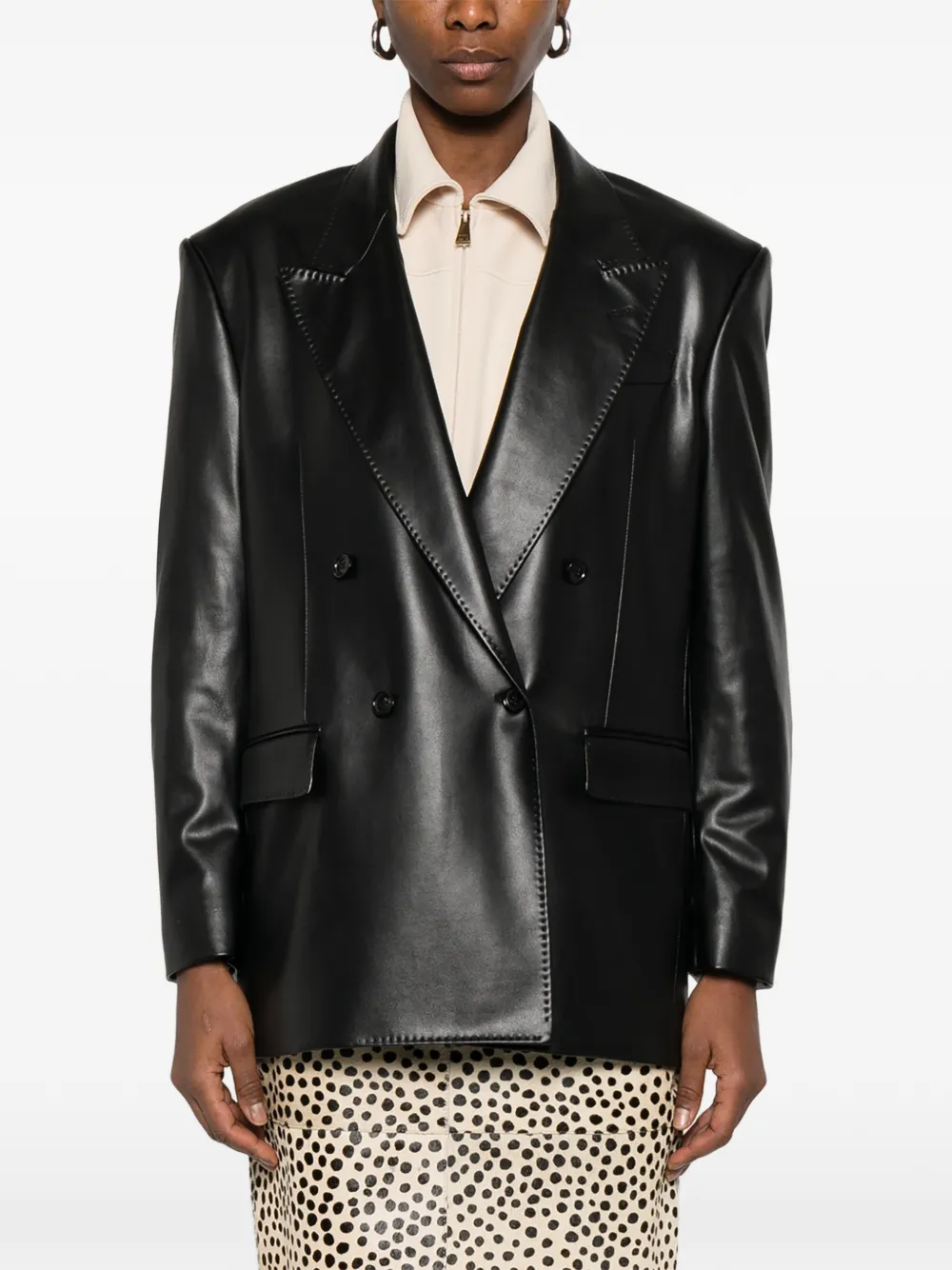  Eraldo Double-breasted Pocket Blazer - Black 