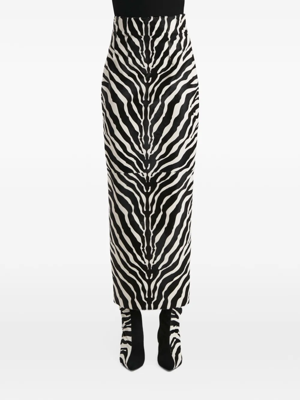 KHAITE Loxley midi-rok met zebraprint Zwart