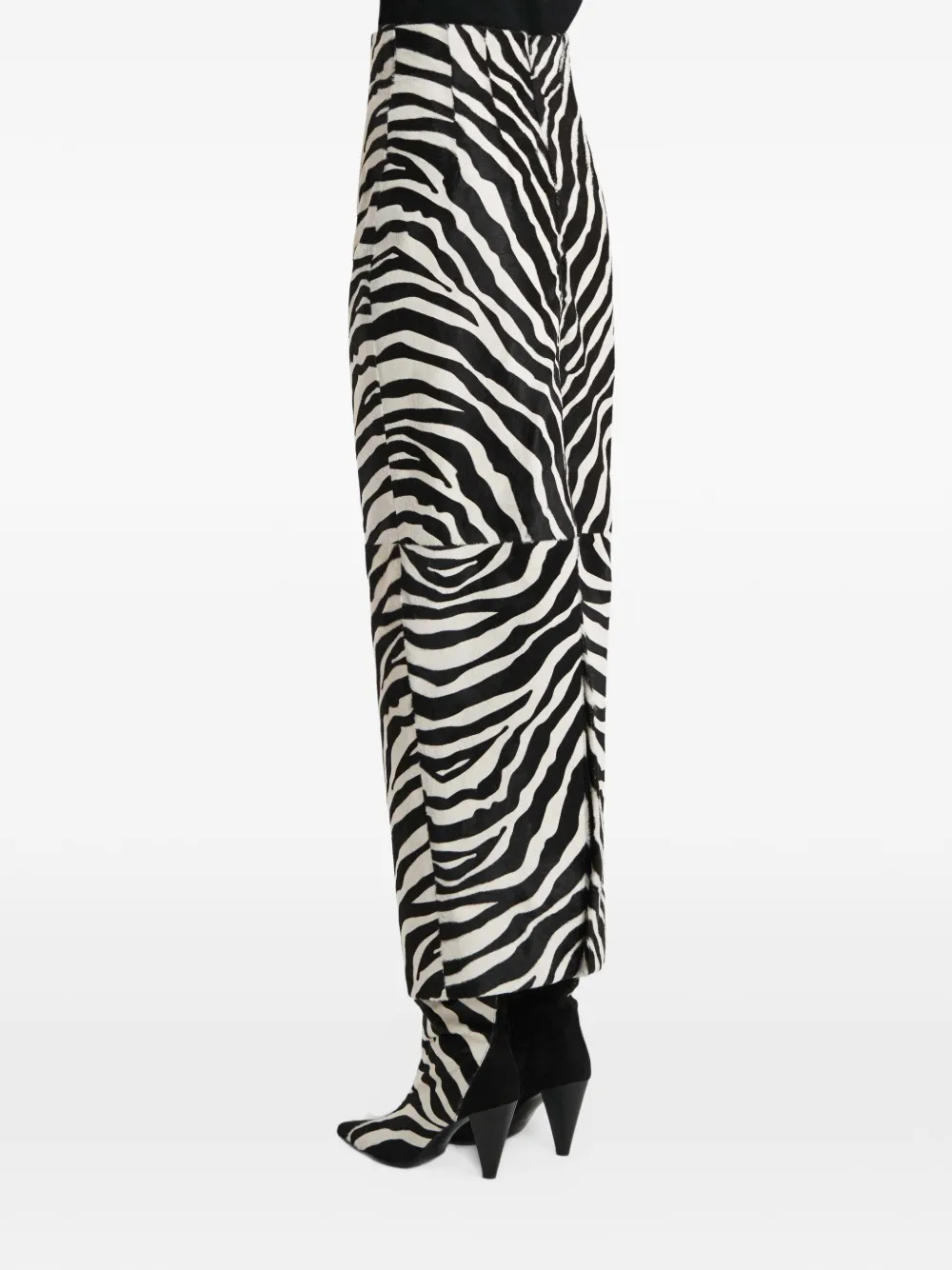 KHAITE Loxley midi-rok met zebraprint Zwart