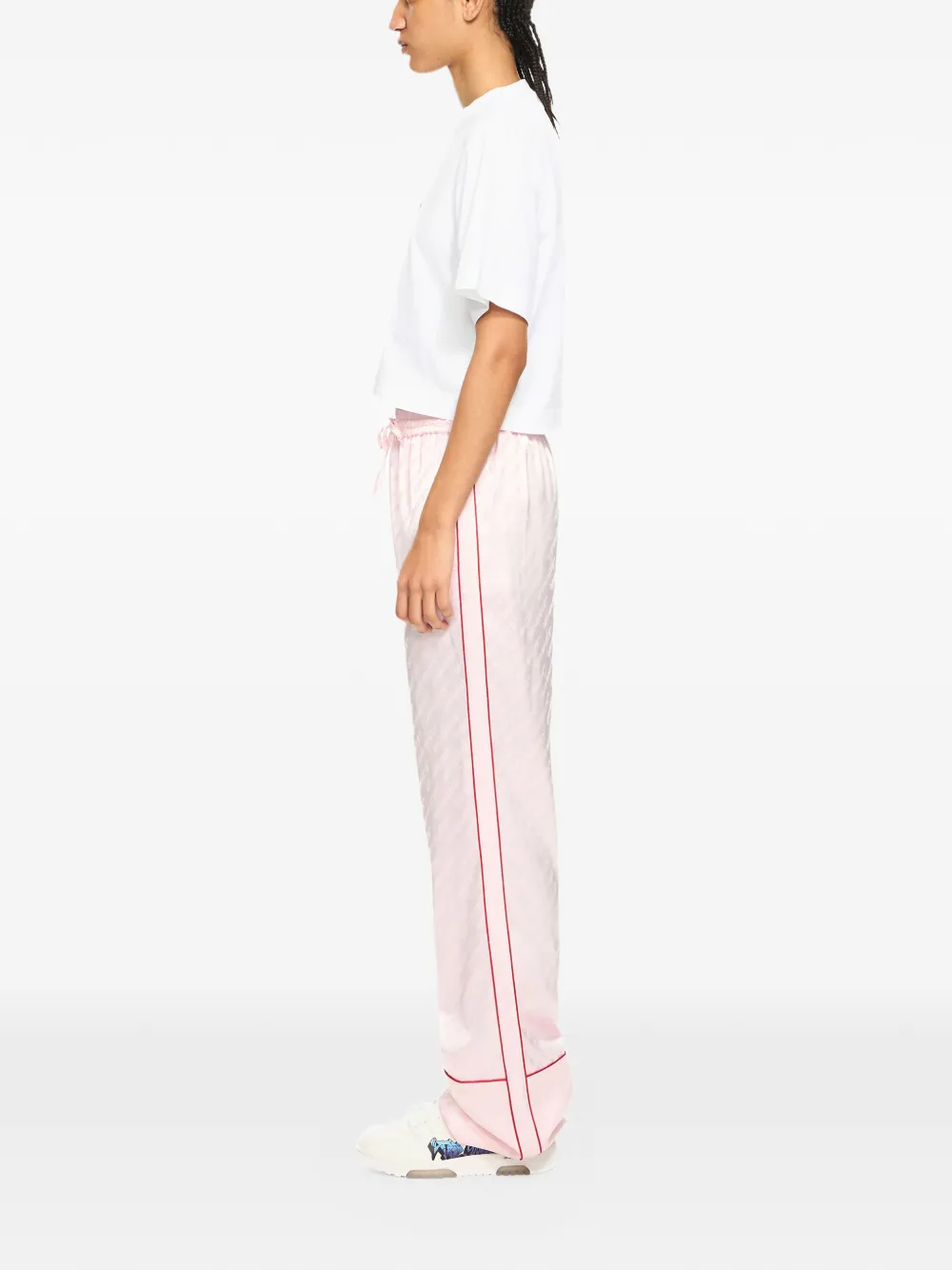  Off-white Jacquard Satin Pajama Trousers - Pink 