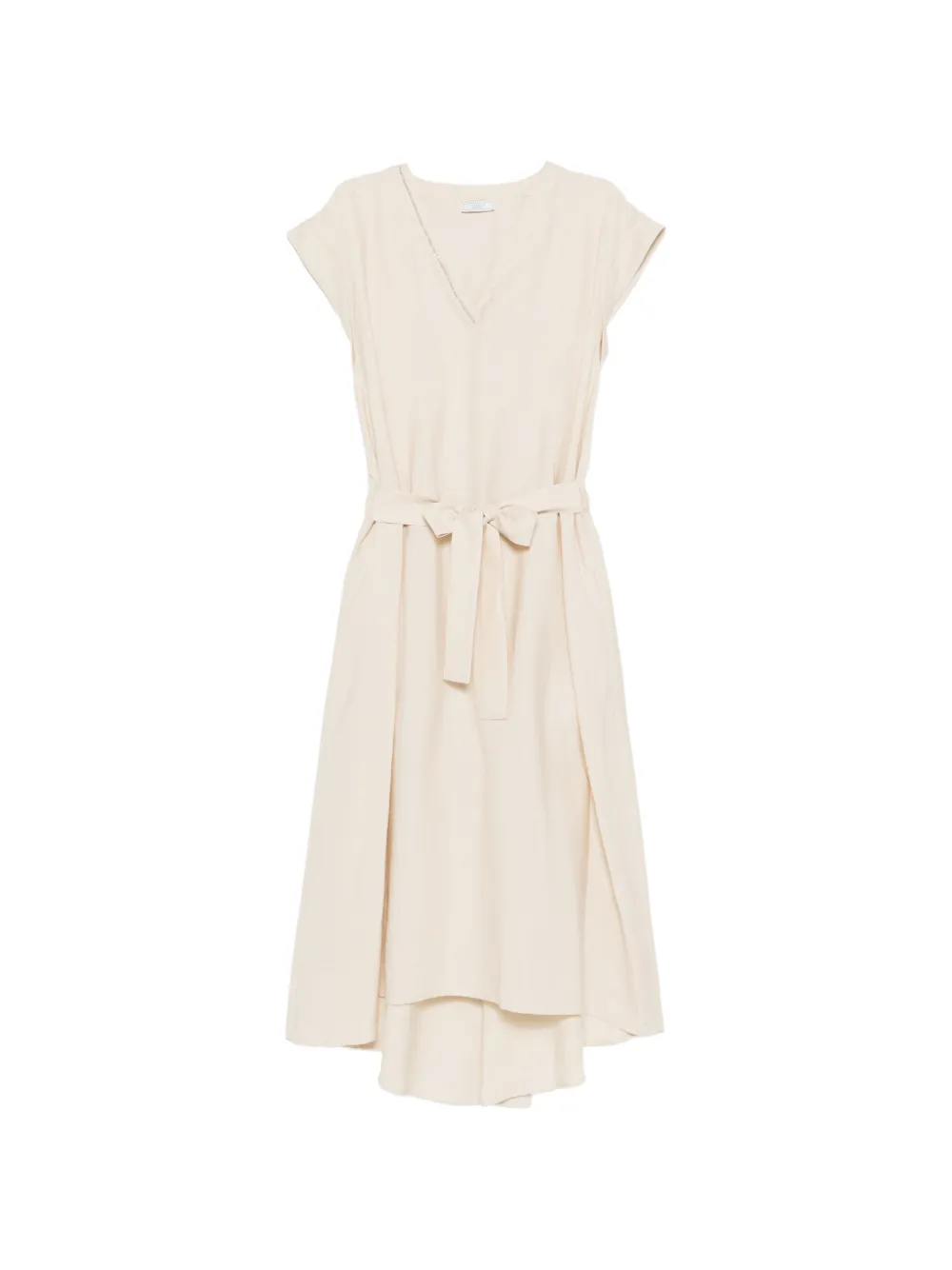 Peserico V-neck belted-waist midi dress - Toni neutri