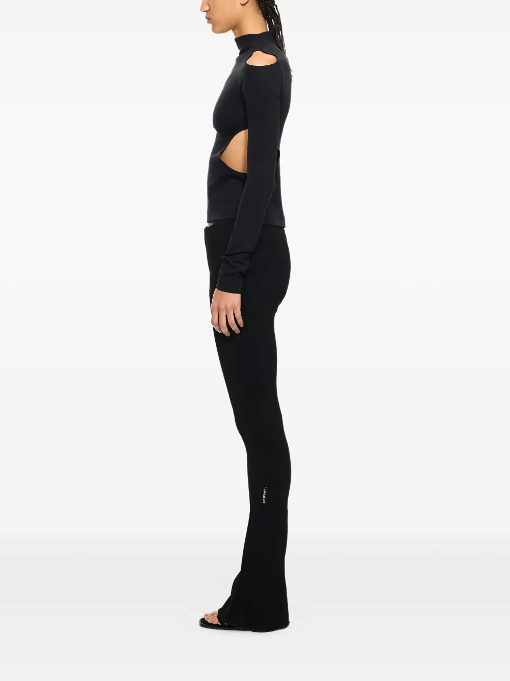  Off-white Sleek Meteor Cut-out Long-sleeved Sweater - Black 