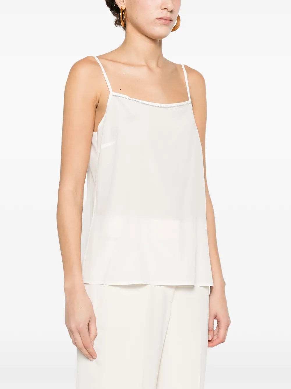  Peserico Thin Straps Tank Top - White 