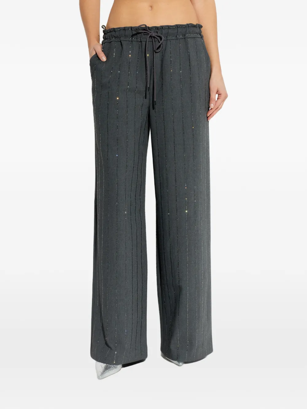  Self-portrait Beaded Drawstring Trousers - Grey 