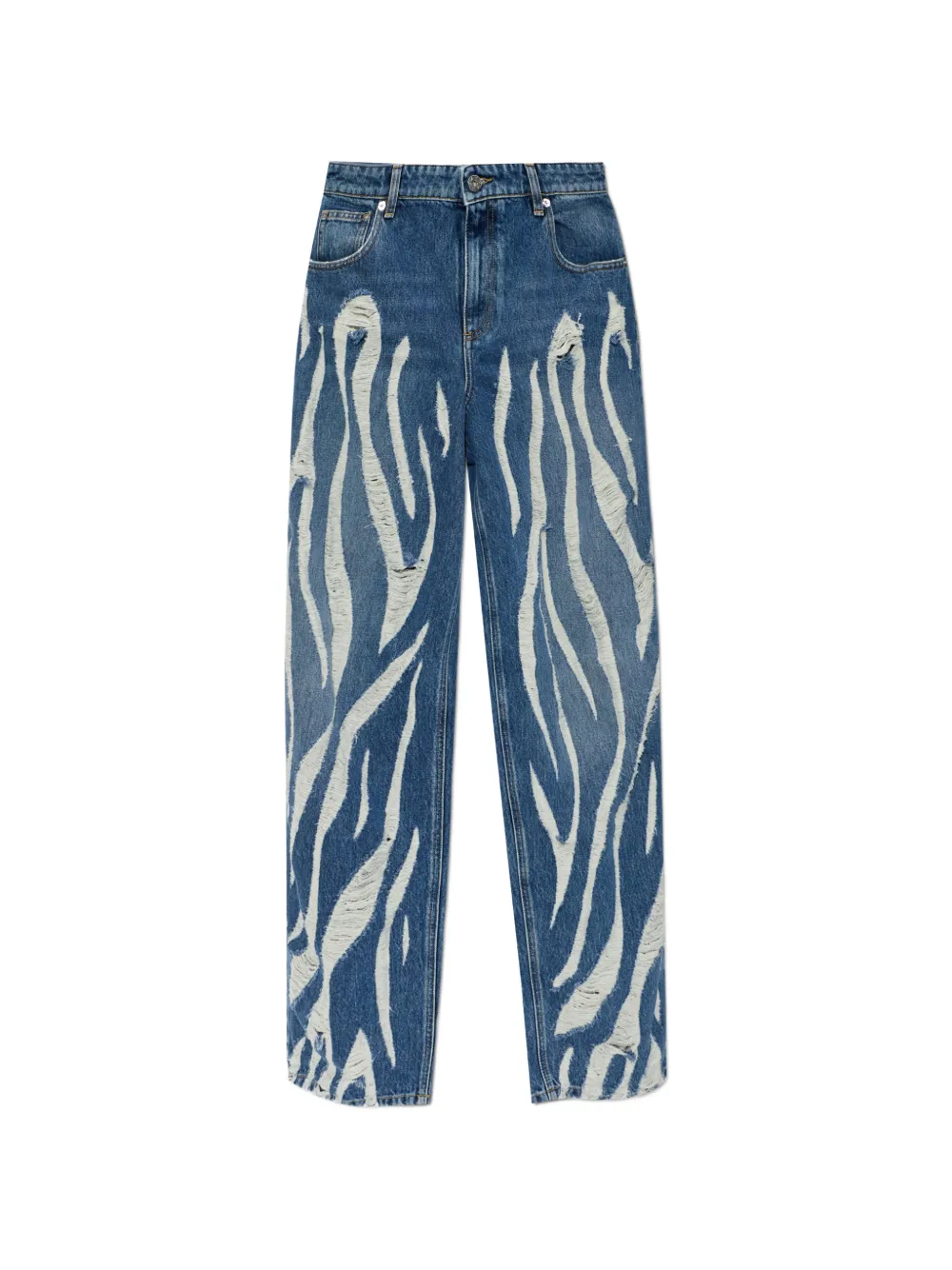 Blumarine distressed-effect print jeans - Blau