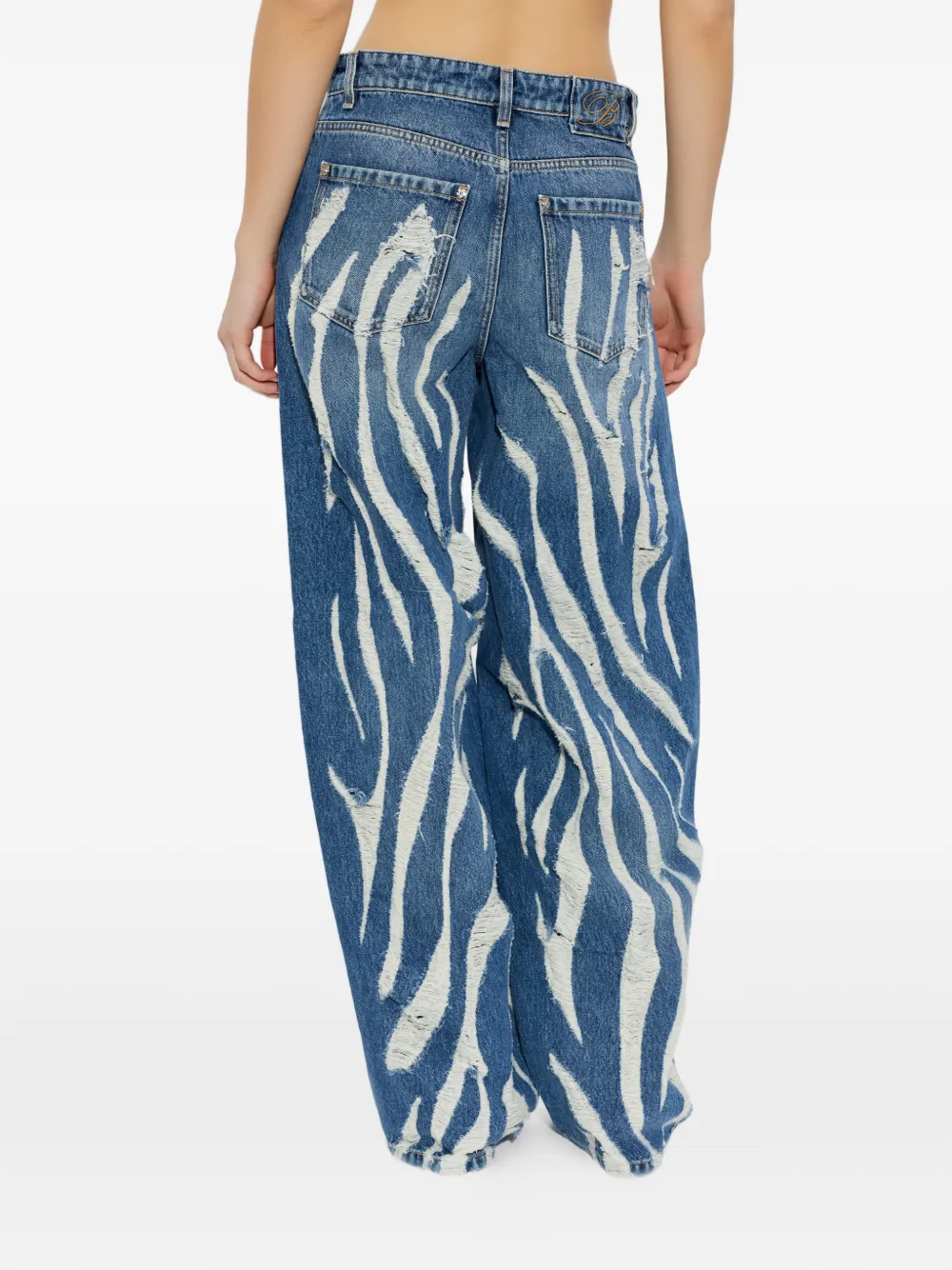 Blumarine Gerafelde jeans met print Blauw