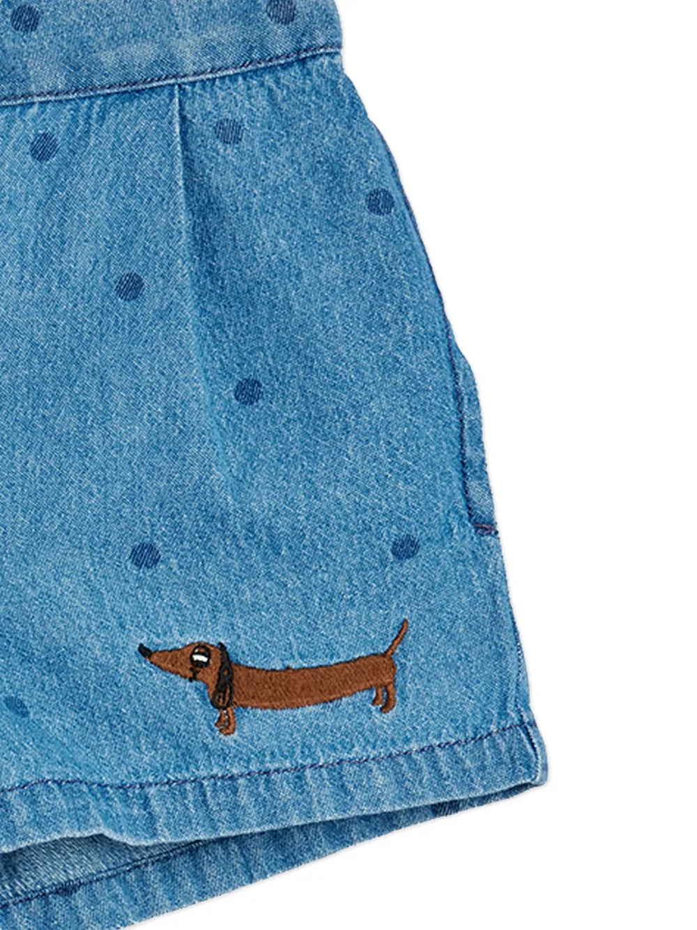  Mini Rodini Pantalones Cortos Con Perro Bordado - Azul 