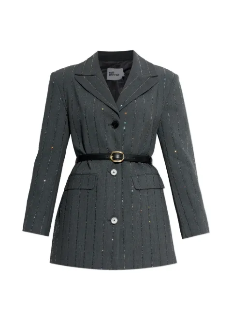 Self-Portrait rhinestone-embellished belted blazer