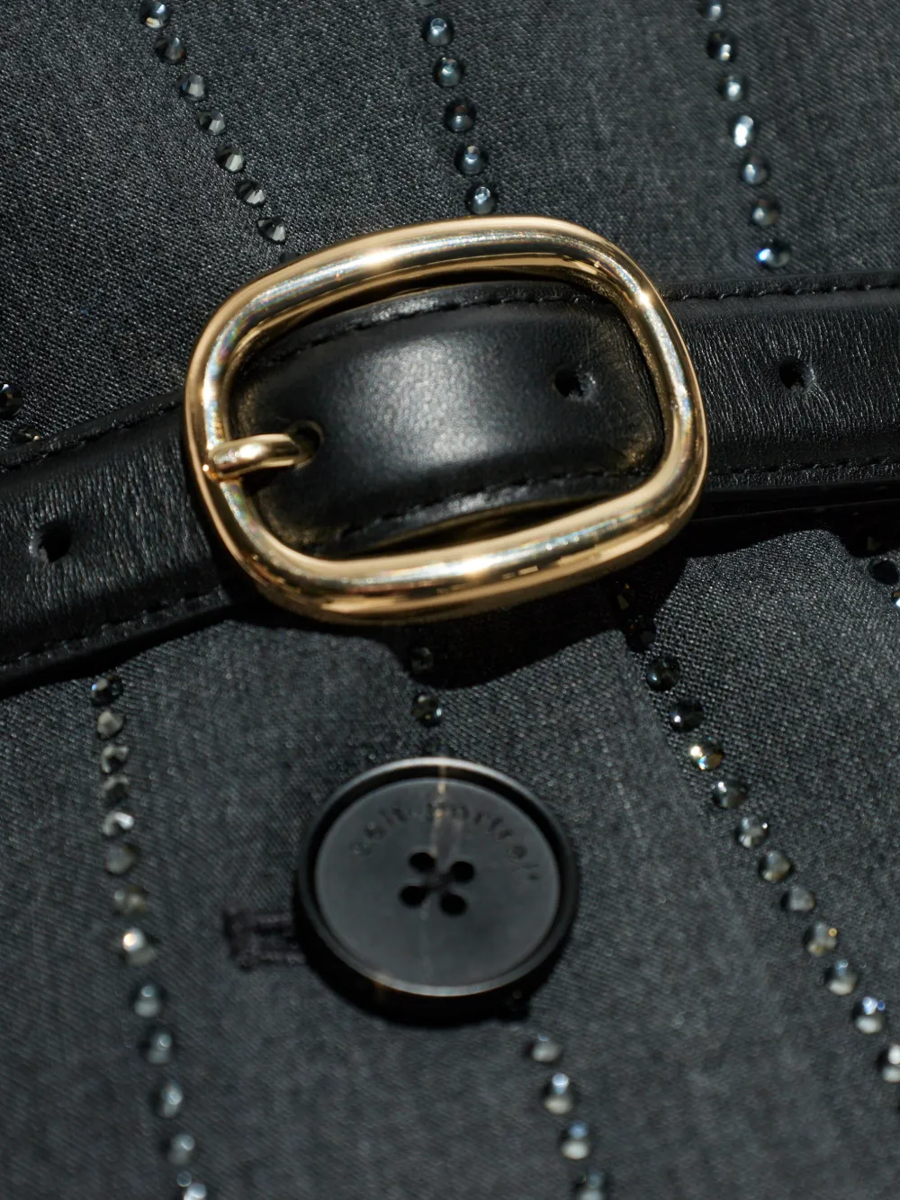 Rhinestone-Embellished Belted Blazer