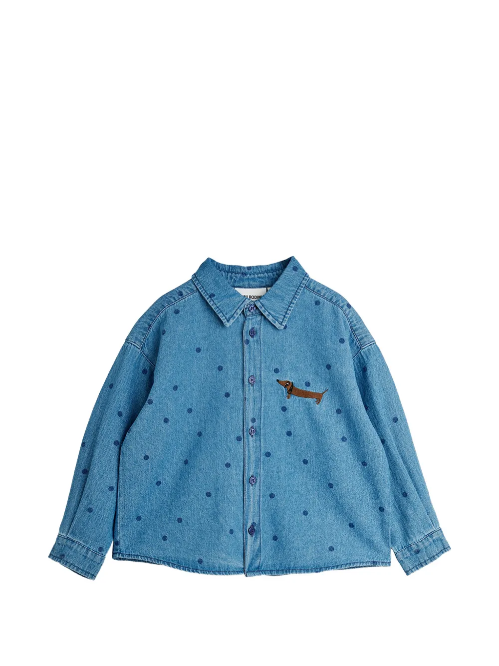 Mini Rodini polka-dot dog-motif shirt - Blu