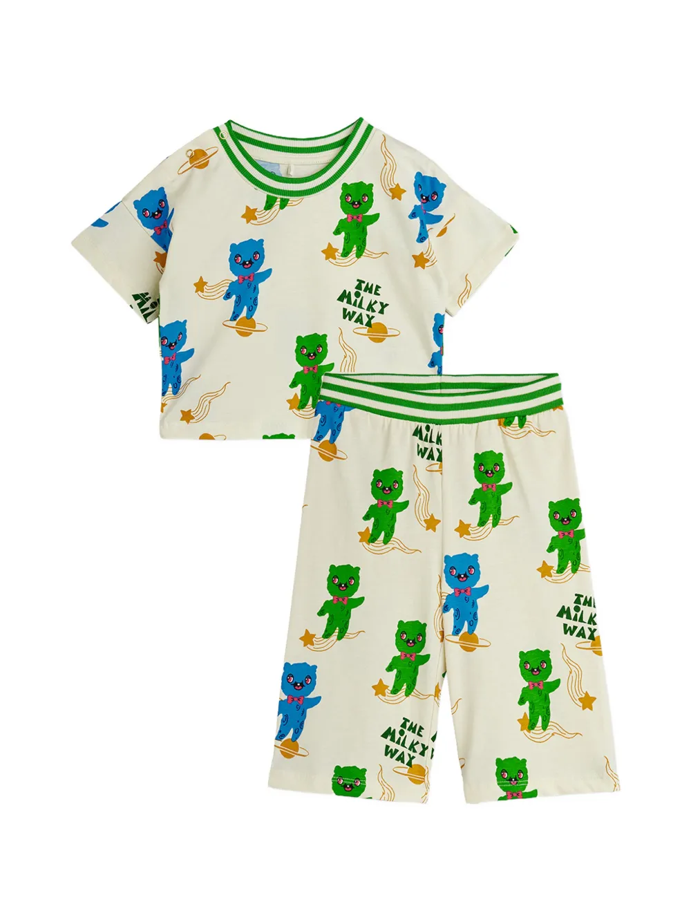 Mini Rodini planet-print trousers set - Toni neutri