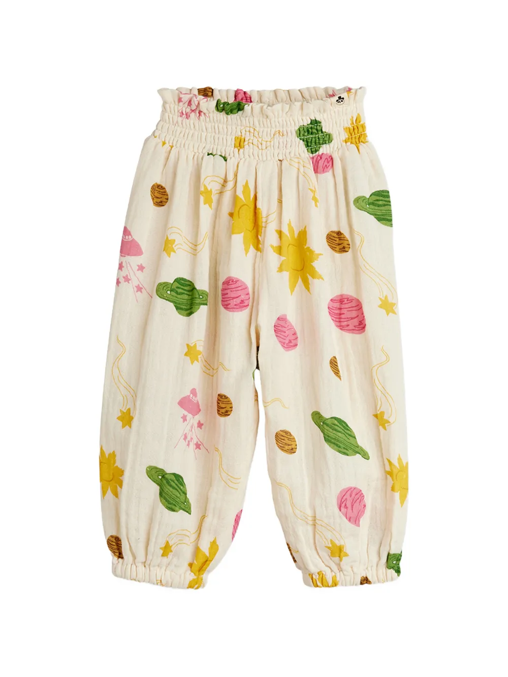 Mini Rodini smocked-waist printed trousers - Toni neutri