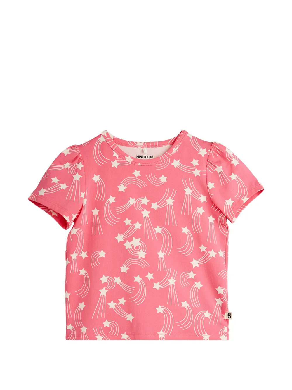 Mini Rodini puff-sleeve star-print T-shirt - Rosa