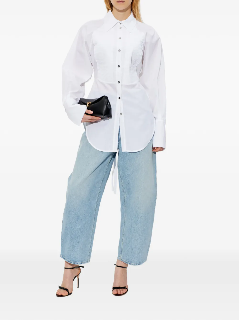  Blumarine Pleated Button Shirt - White 