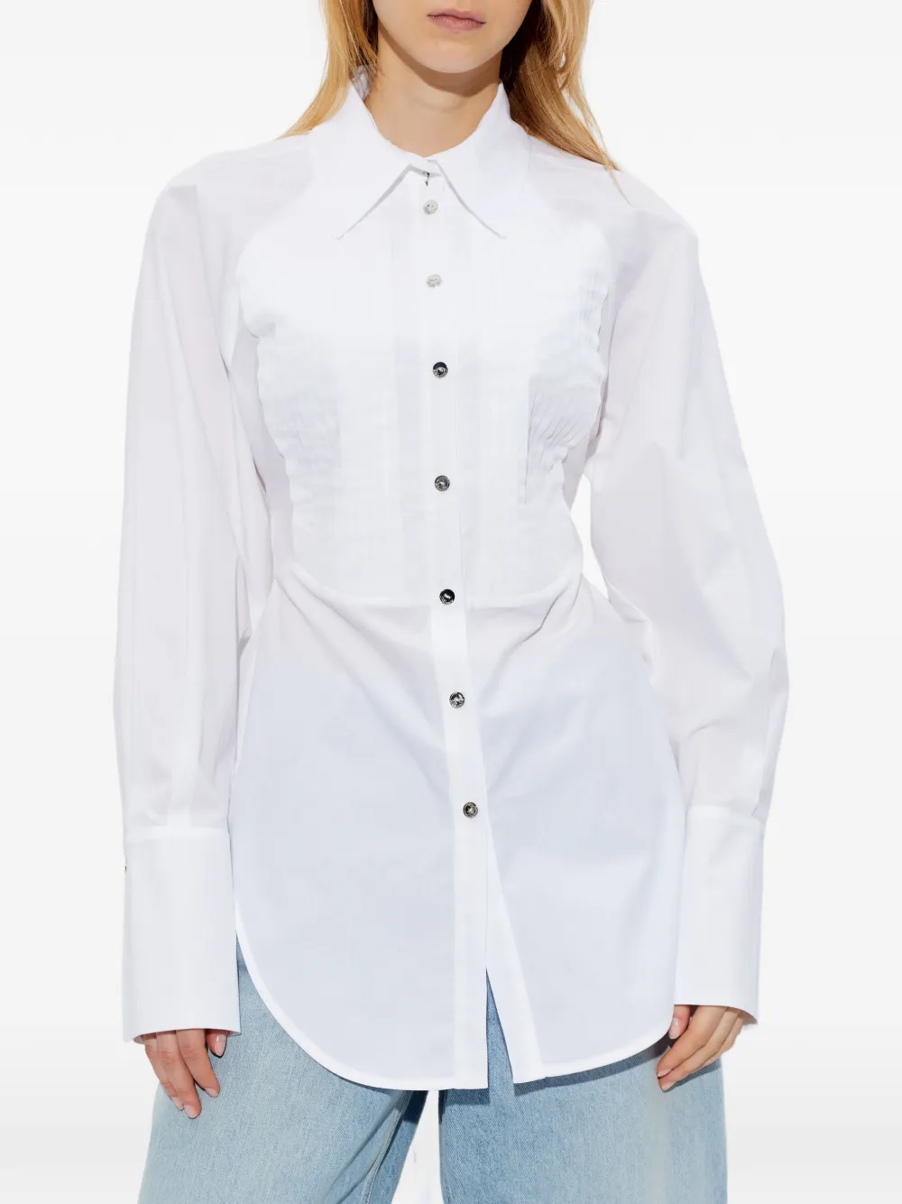  Blumarine Pleated Button Shirt - White 