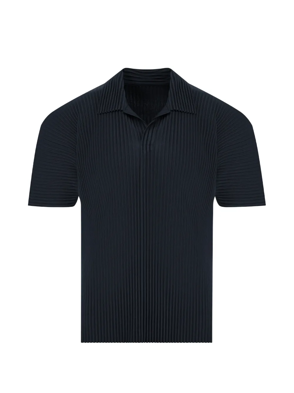 Issey Miyake Pleated Polo Shirt In Blue