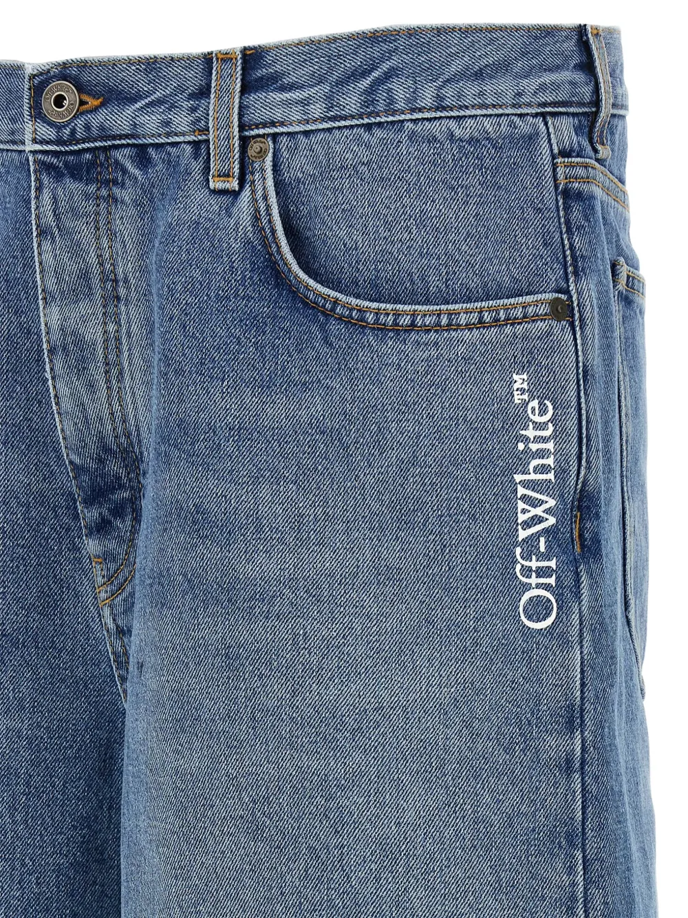  Off-white Arrow Print Denim Shorts - Blue 